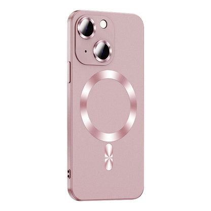 For iPhone 13 Liquid Lens Protector Magsafe Phone Case(Gold Pink) - iPhone 13 Cases by buy2fix | Online Shopping UK | buy2fix