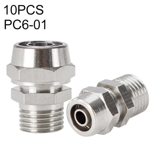 PC6-01 LAIZE 10pcs Nickel Plated Copper Pneumatic Quick Fitting Connector -  by LAIZE | Online Shopping UK | buy2fix