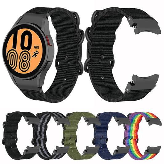 For Samsung Galaxy Watch4 / Watch4 Classic / Watch5 / Watch5 Pro Nylon Three-ring Watch Band(Black) by buy2fix