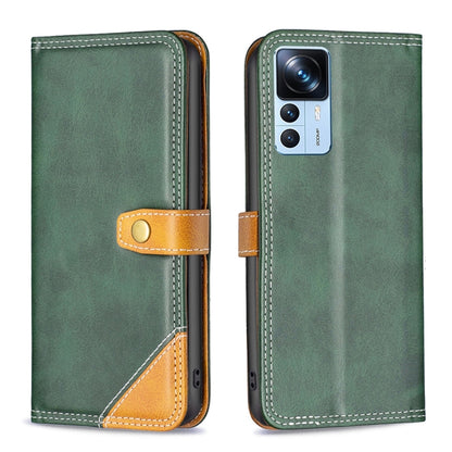 For Xiaomi 12T / 12T Pro / Redmi K50 Ultra Color Matching Double Sewing Thread Leather Phone Case(Green) by buy2fix