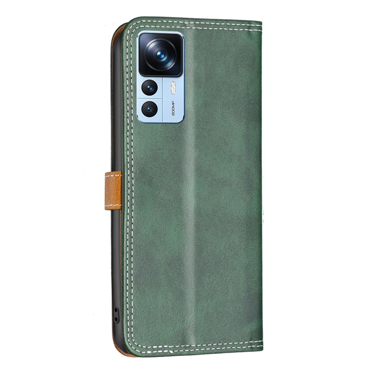 For Xiaomi 12T / 12T Pro / Redmi K50 Ultra Color Matching Double Sewing Thread Leather Phone Case(Green) by buy2fix