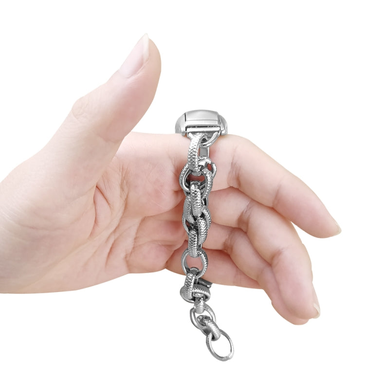 For Xiaomi Mi Band 7 Corrugated Twist Chain Metal Watch Band(Silver) by buy2fix