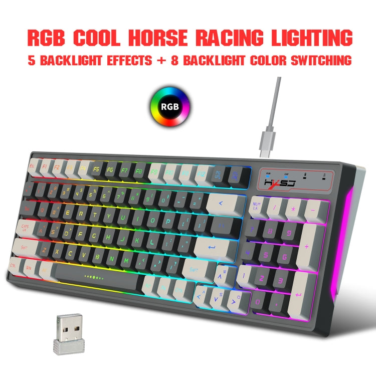 HXSJ L900 RGB Backlit Two-color Injection Keycaps 2.4G Wireless Keyboard - Wireless Keyboard by HXSJ | Online Shopping UK | buy2fix