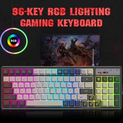 HXSJ V600 96-key RGB Backlit Dual-color Injection-molded Wired Gaming Keyboard - Wired Keyboard by HXSJ | Online Shopping UK | buy2fix