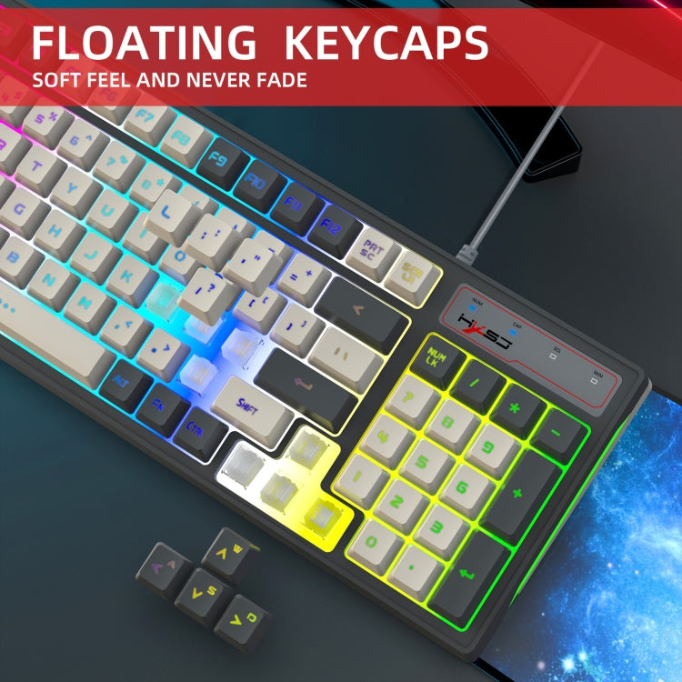 HXSJ V600 96-key RGB Backlit Dual-color Injection-molded Wired Gaming Keyboard - Wired Keyboard by HXSJ | Online Shopping UK | buy2fix