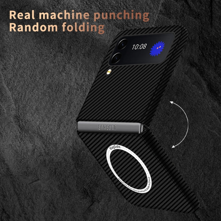 For Samsung Galaxy Z Flip3 5G Carbon Fiber Texture MagSafe Magnetic Phone Case(Blue Purple) by buy2fix