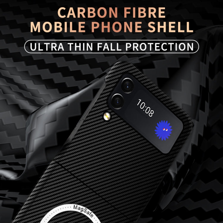 For Samsung Galaxy Z Flip3 5G Carbon Fiber Texture MagSafe Magnetic Phone Case(Blue Purple) by buy2fix