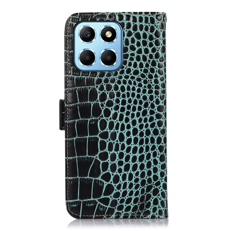 For Honor X8 5G Crocodile Top Layer Cowhide Leather Phone Case(Green) by buy2fix