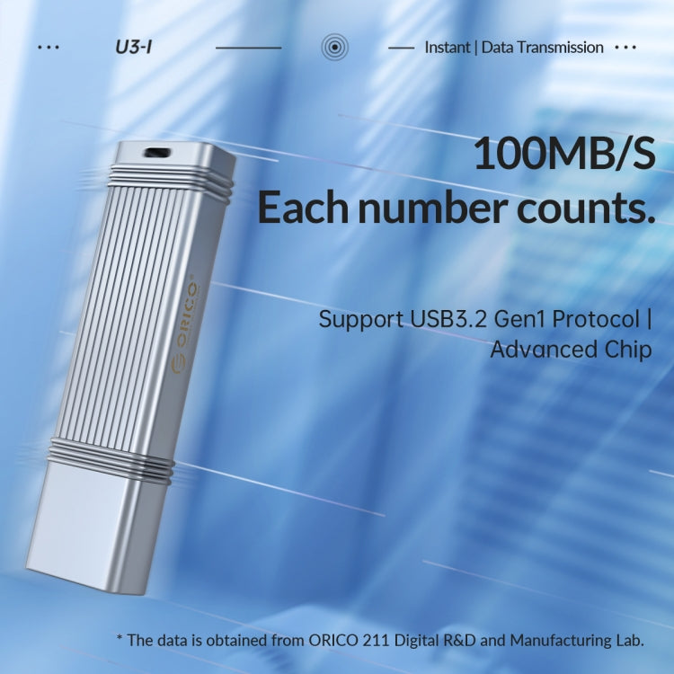 ORICO USB Flash Drive, Read: 100MB/s, Write: 50MB/s, Memory:32GB, Port:Type-C(Silver) - USB Flash Drives by ORICO | Online Shopping UK | buy2fix