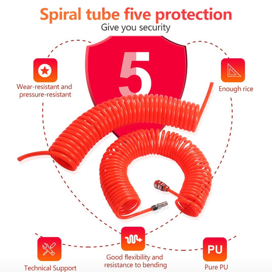 LAIZE Compressor Air Flexible PU Spring Tube with Connector, Specification:12x8mm, 12m by LAIZE