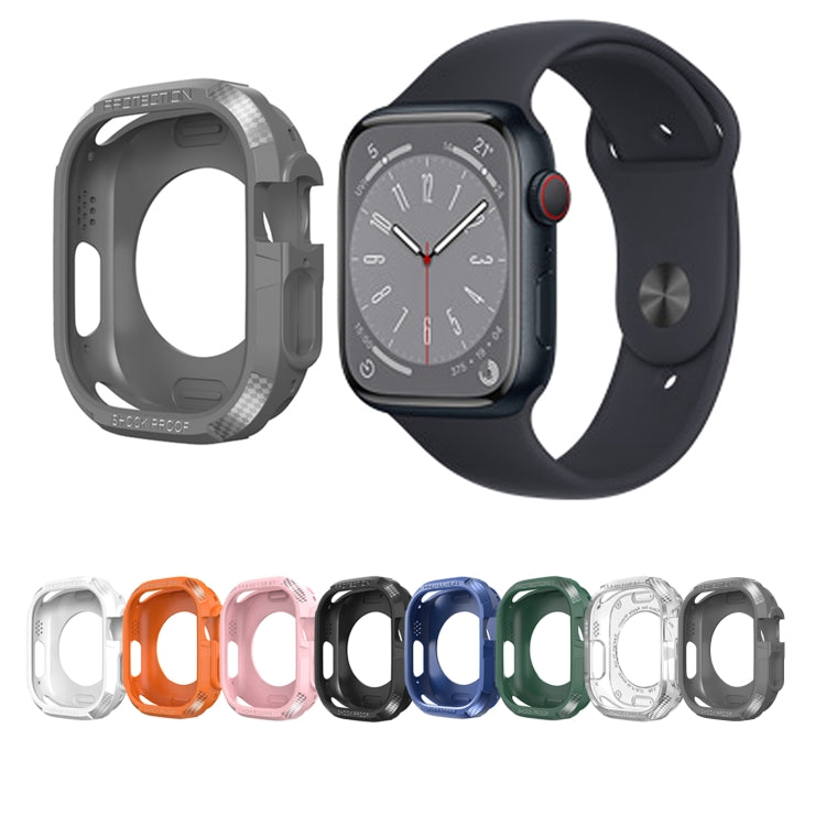 Carbon Fiber Shockproof Case For Apple Watch Series 9 / 8 / 7 45mm(White) by buy2fix