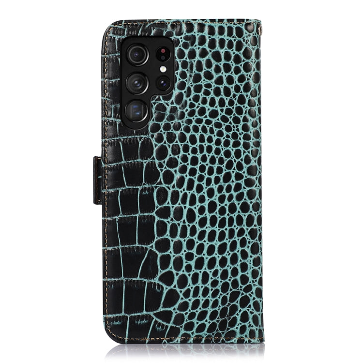 For Samsung Galaxy S23 Ultra 5G Crocodile Top Layer Cowhide Leather Phone Case(Green) - Galaxy S23 Ultra 5G Cases by buy2fix | Online Shopping UK | buy2fix