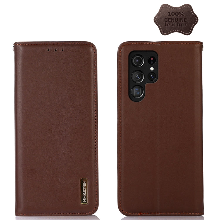 For Samsung Galaxy S23 Ultra 5G KHAZNEH Nappa Top Layer Cowhide Leather Phone Case(Brown) - Galaxy S23 Ultra 5G Cases by buy2fix | Online Shopping UK | buy2fix