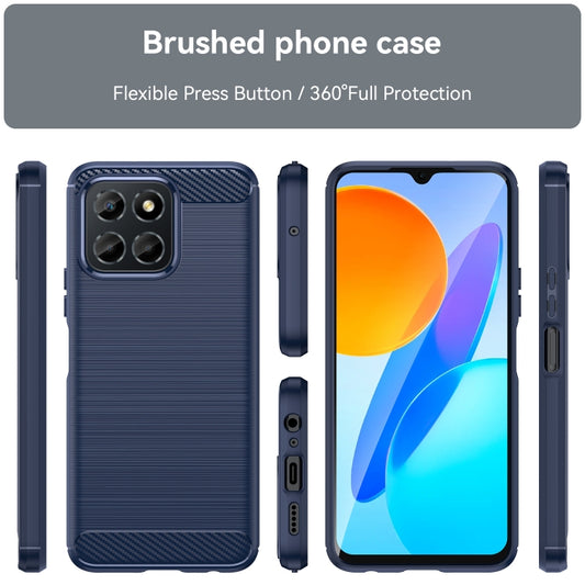 For Honor X6 5G Brushed Texture Carbon Fiber TPU Phone Case(Blue) by buy2fix