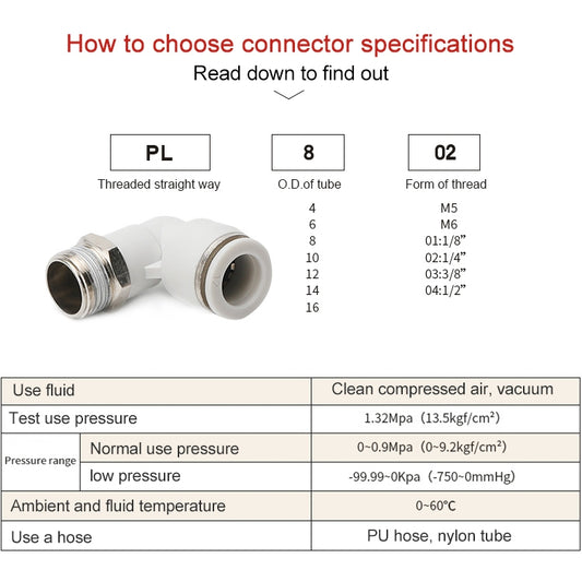 PL6-02 LAIZE 2pcs PL Elbow Pneumatic Quick Fitting Connector by LAIZE