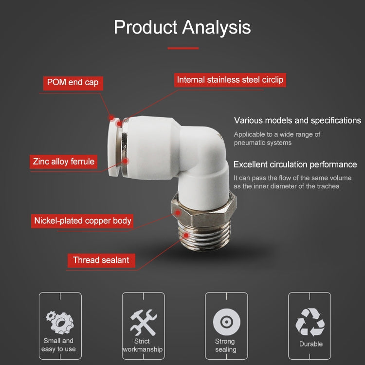 PL6-04 LAIZE PL Elbow Pneumatic Quick Fitting Connector -  by LAIZE | Online Shopping UK | buy2fix