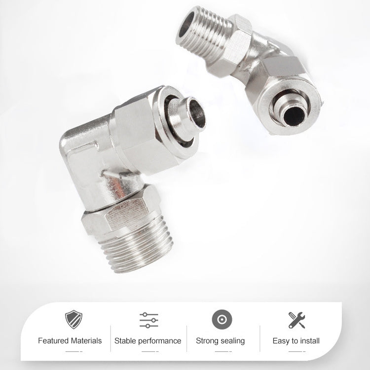 PL8-03 LAIZE Nickel Plated Copper Trachea Quick Fitting Twist Swivel Elbow Lock Female Connector -  by LAIZE | Online Shopping UK | buy2fix