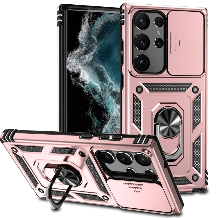 For Samsung Galaxy S23 Ultra 5G Sliding Camshield Holder Phone Case(Rose Gold) by buy2fix