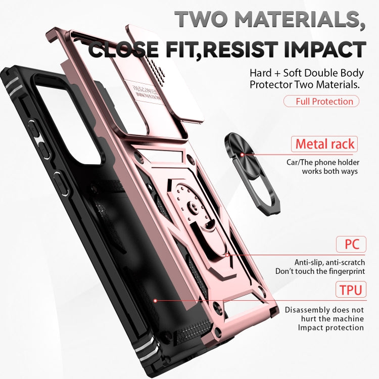 For Samsung Galaxy S23 Ultra 5G Sliding Camshield Holder Phone Case(Rose Gold) by buy2fix