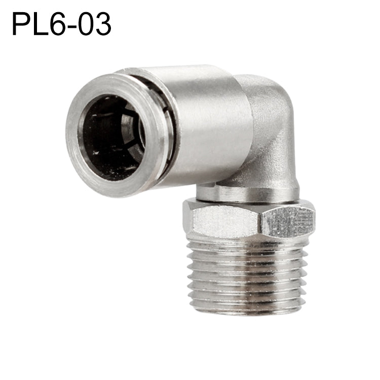 PL6-03 LAIZE Nickel Plated Copper Elbow Male Thread Pneumatic Quick Fitting Connector -  by LAIZE | Online Shopping UK | buy2fix