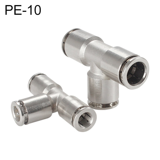 PE-10 LAIZE Nickel Plated Copper Tee Pneumatic Quick Fitting Connector -  by LAIZE | Online Shopping UK | buy2fix