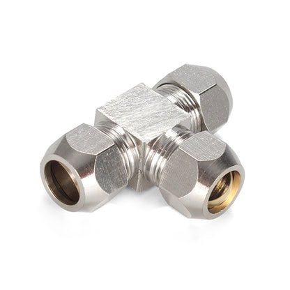 KT-PE-4 LAIZE Nickel Plated Copper T Type Tee Pneumatic Quick Fitting Copper Pipe Connector -  by LAIZE | Online Shopping UK | buy2fix