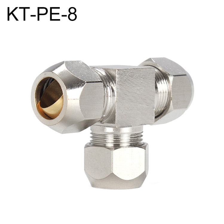 KT-PE-8 LAIZE Nickel Plated Copper T Type Tee Pneumatic Quick Fitting Copper Pipe Connector -  by LAIZE | Online Shopping UK | buy2fix