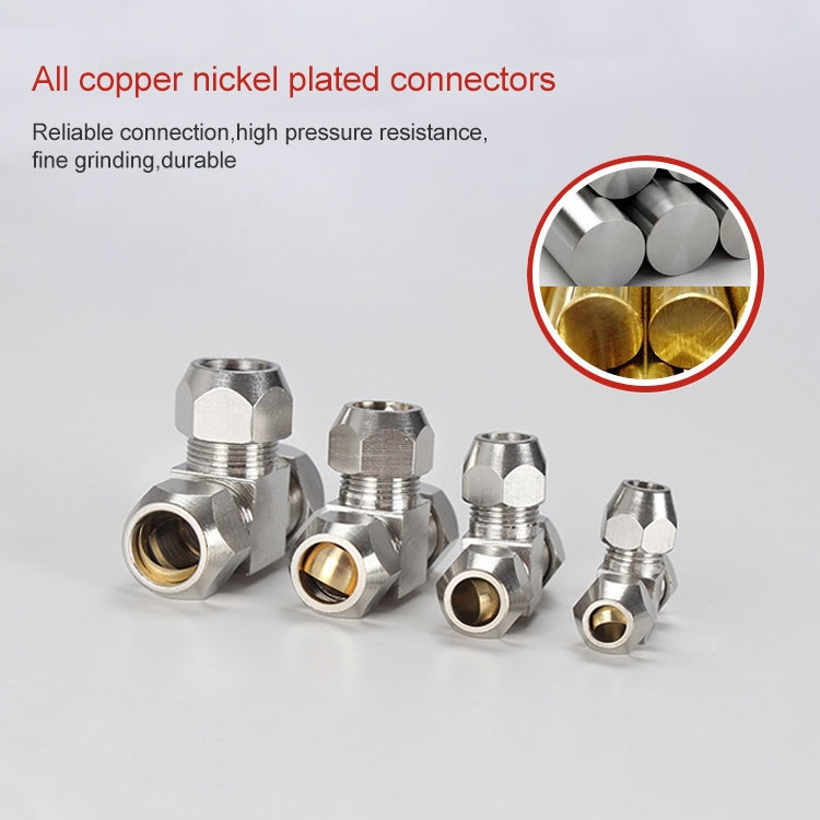 KT-PE-8 LAIZE Nickel Plated Copper T Type Tee Pneumatic Quick Fitting Copper Pipe Connector -  by LAIZE | Online Shopping UK | buy2fix