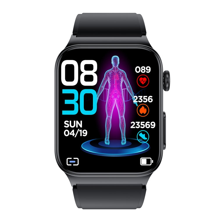 E500 1.83 inch HD Square Screen TPU Watch Strap Smart Watch Supports ECG Monitoring / Non-invasive Blood Sugar(Black) - Smart Wear by buy2fix | Online Shopping UK | buy2fix