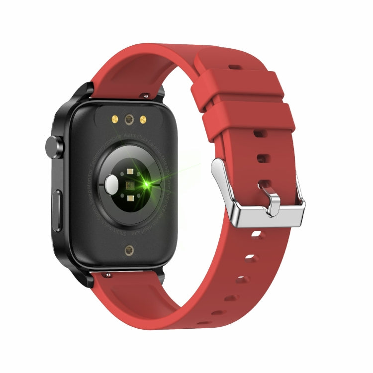 F100 1.7 inch HD Square Screen TPU Strap Smart Watch Supports Body Temperature Monitoring/Blood Oxygen Monitoring(Red) - Smart Wear by buy2fix | Online Shopping UK | buy2fix