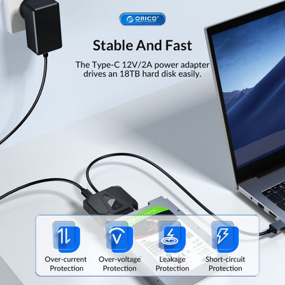 ORICO UTS1 USB 3.0 2.5-inch SATA HDD Adapter with 12V 2A Power Adapter, Cable Length:0.3m(UK Plug) - USB to IDE / SATA by ORICO | Online Shopping UK | buy2fix