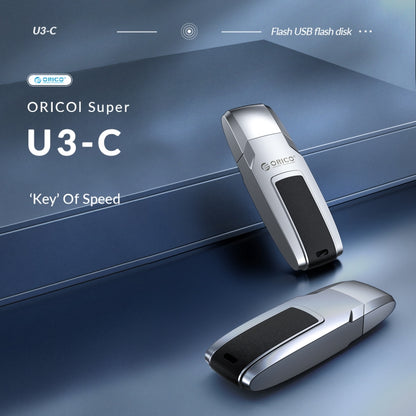 ORICO USB Flash Drive, Read: 100MB/s, Write: 50MB/s, Memory:128GB, Port:Type-C(Silver) - USB Flash Drives by ORICO | Online Shopping UK | buy2fix