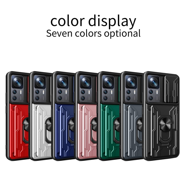 For Xiaomi 12T / 12T Pro / Redmi K50 Ultra Sliding Camshield TPU+PC Phone Case with Card Slot(Black) by buy2fix