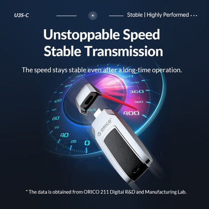 ORICO USB Flash Drive, Read: 260MB/s, Write: 70MB/s, Memory:256GB, Port:Type-C(Silver) - USB Flash Drives by ORICO | Online Shopping UK | buy2fix