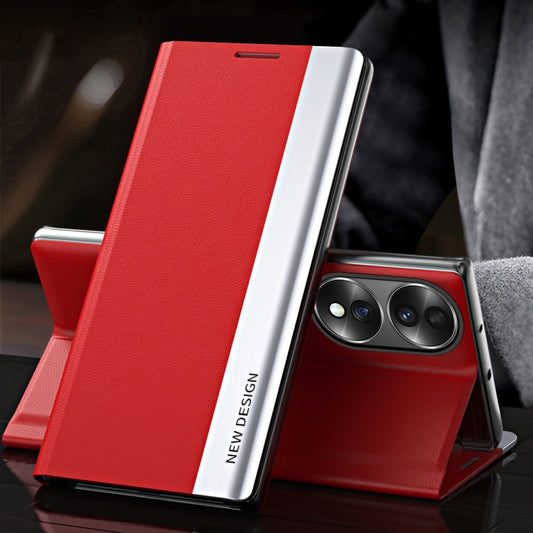 For Honor 70 Side Electroplated Magnetic Leather Phone Case(Red) by buy2fix