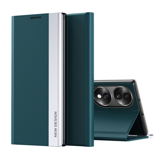 For Honor 70 Side Electroplated Magnetic Leather Phone Case(Green)