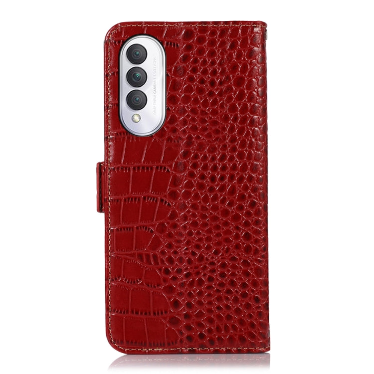 For Honor X20 SE Crocodile Top Layer Cowhide Leather Phone Case(Red) by buy2fix