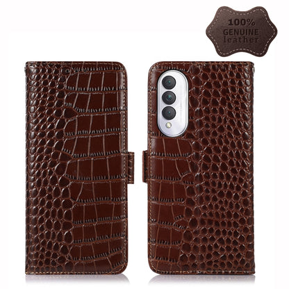 For Honor X20 SE Crocodile Top Layer Cowhide Leather Phone Case(Brown) by buy2fix
