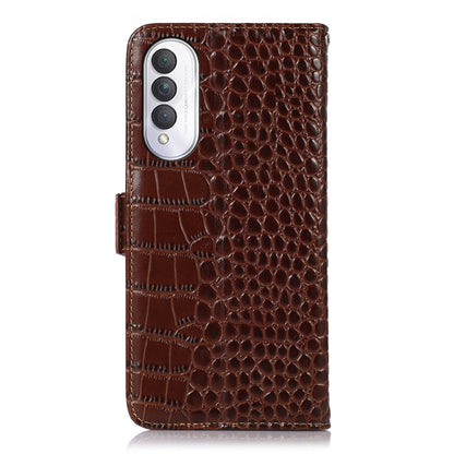 For Honor X20 SE Crocodile Top Layer Cowhide Leather Phone Case(Brown) by buy2fix