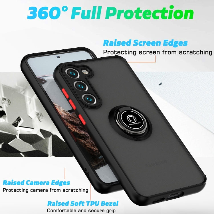 For Samsung Galaxy S23 5G Q Shadow I Ring Kickstand PC and TPU Hybrid Phone Case(Black) - Galaxy S23 5G Cases by buy2fix | Online Shopping UK | buy2fix