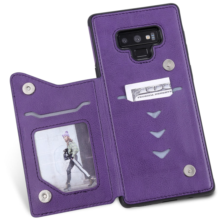 For Galaxy Note 9 Cat Tree Embossing Pattern Shockproof Protective Case with Card Slots & Photo Frame & Holder(Purple) by buy2fix