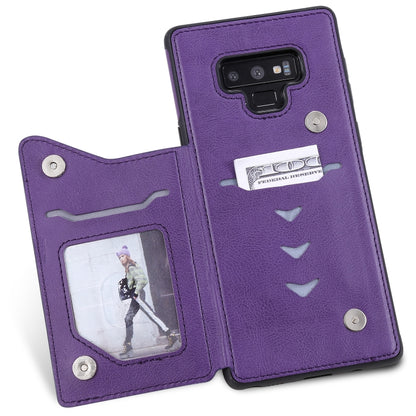 For Galaxy Note 9 Cat Tree Embossing Pattern Shockproof Protective Case with Card Slots & Photo Frame & Holder(Purple) by buy2fix