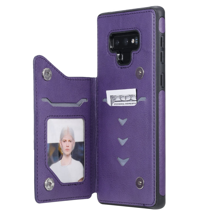 For Galaxy Note 9 Cat Tree Embossing Pattern Shockproof Protective Case with Card Slots & Photo Frame & Holder(Purple) by buy2fix