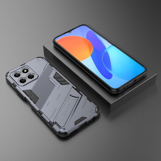 For Honor X8 5G Punk Armor PC + TPU Phone Case with Holder(Grey) by buy2fix