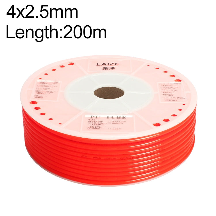 LAIZE Pneumatic Compressor Air Flexible PU Tube, Specification:4x2.5mm, 200m(Red) -  by LAIZE | Online Shopping UK | buy2fix