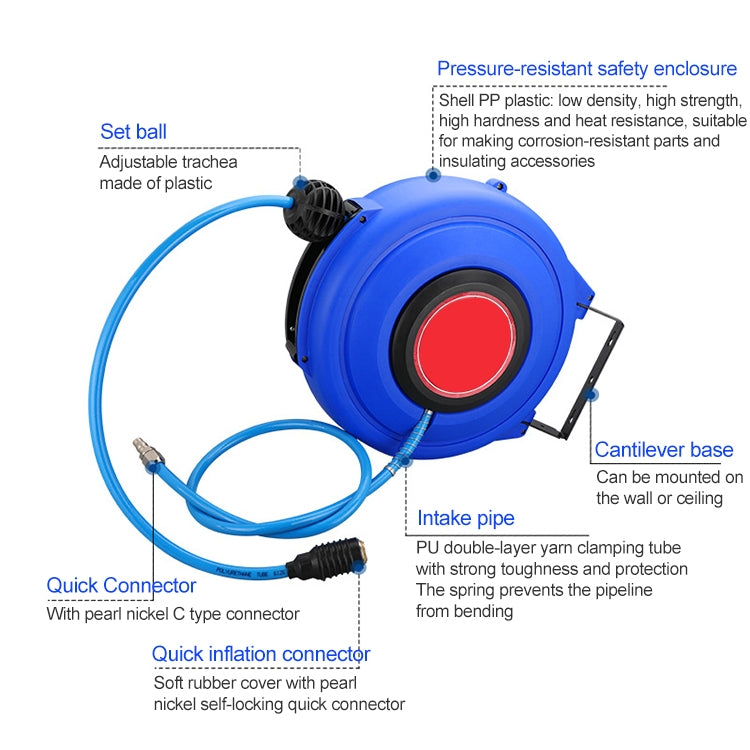 LAIZE Automatic Retractable Air Hose Reel Pneumatic PU Tube, Specification:8x5mm, 20m -  by LAIZE | Online Shopping UK | buy2fix