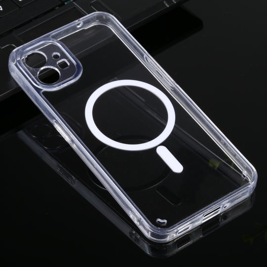 For Nothing Phone 1 Magsafe Clear Acrylic Four Corner Airbags TPU Phone Case(Transparent)