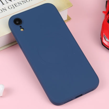 For iPhone XR Liquid Silicone Full Coverage Shockproof Magsafe Phone Case(Dark Blue) by buy2fix
