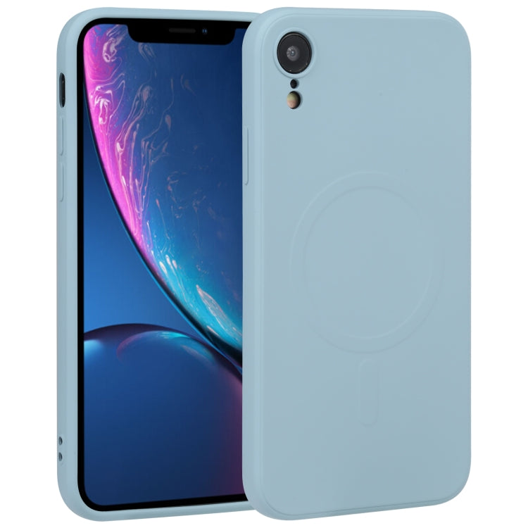 For iPhone XR Liquid Silicone Full Coverage Shockproof Magsafe Phone Case(Light Blue) by buy2fix