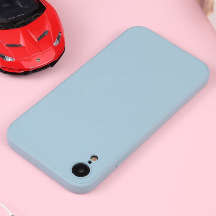 For iPhone XR Liquid Silicone Full Coverage Shockproof Magsafe Phone Case(Light Blue) by buy2fix